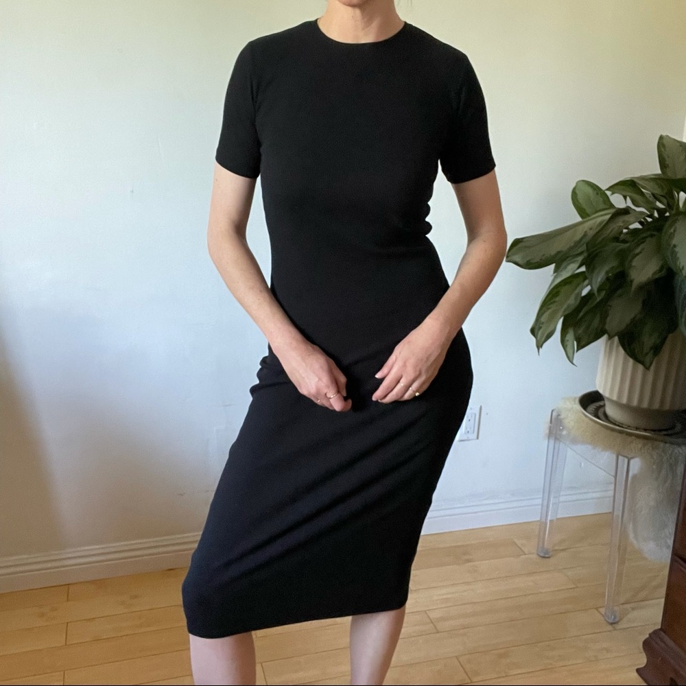Black Ribbed Midi Dress